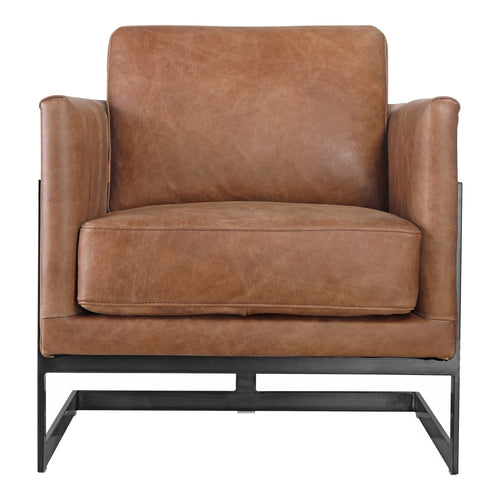 Brown Leather Club Accent Chair