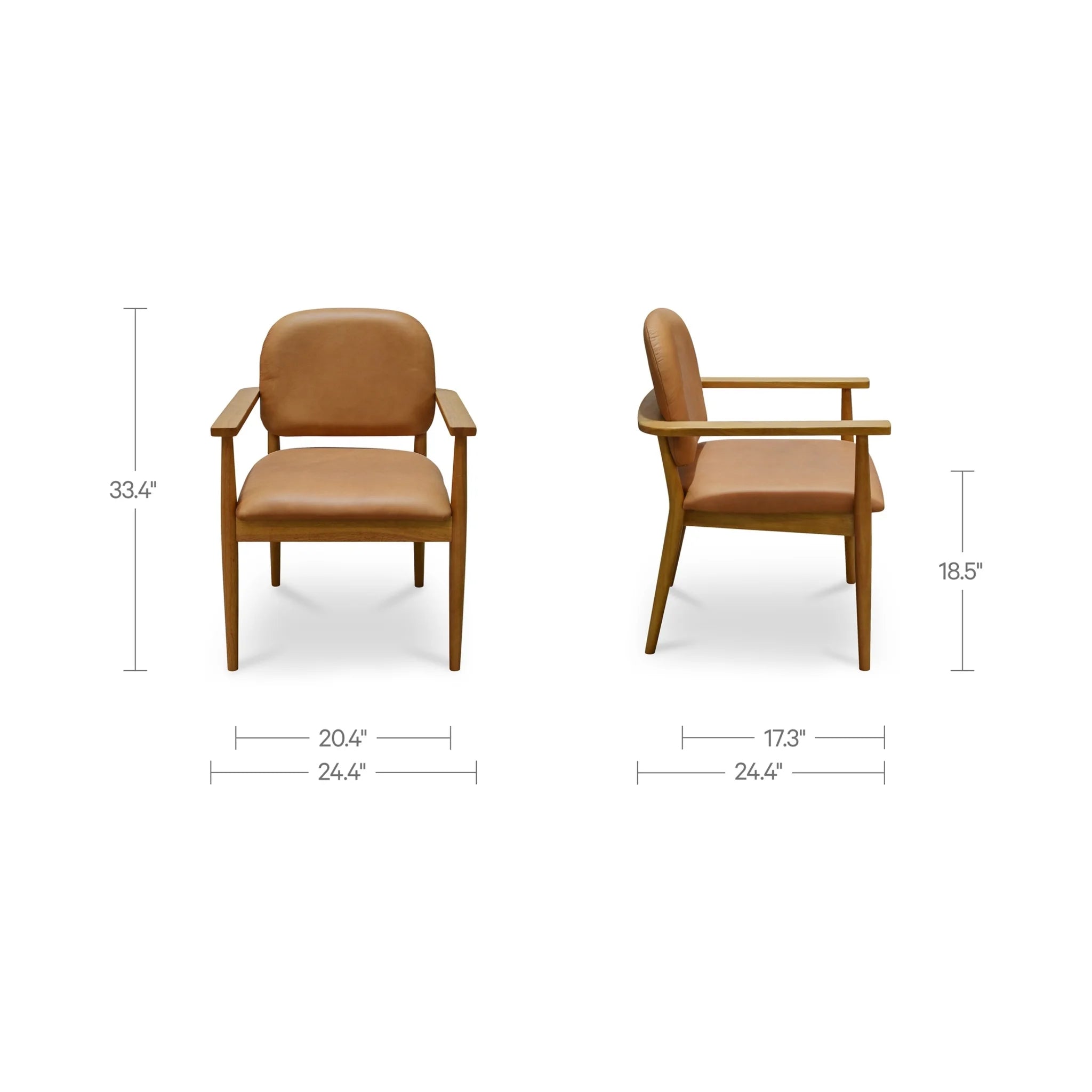 Brown Leather Dining Chair with Wood Frame (GO-1022-03) by Moe's Home Collection image 2