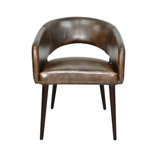 Brown Leather Dining Chairs Walnut Legs Set of 2 (FKT-DC23AW-WN) By Home Trends Direct