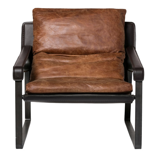 Brown Leather Sling Club Chair