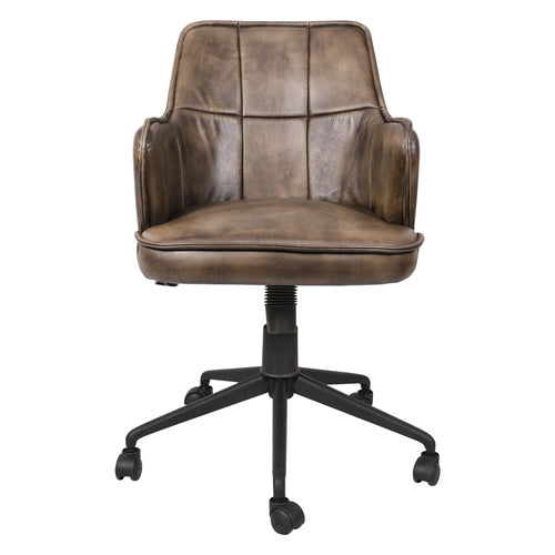 Brown Leather Swivel Office Chair Executive Desk Chair