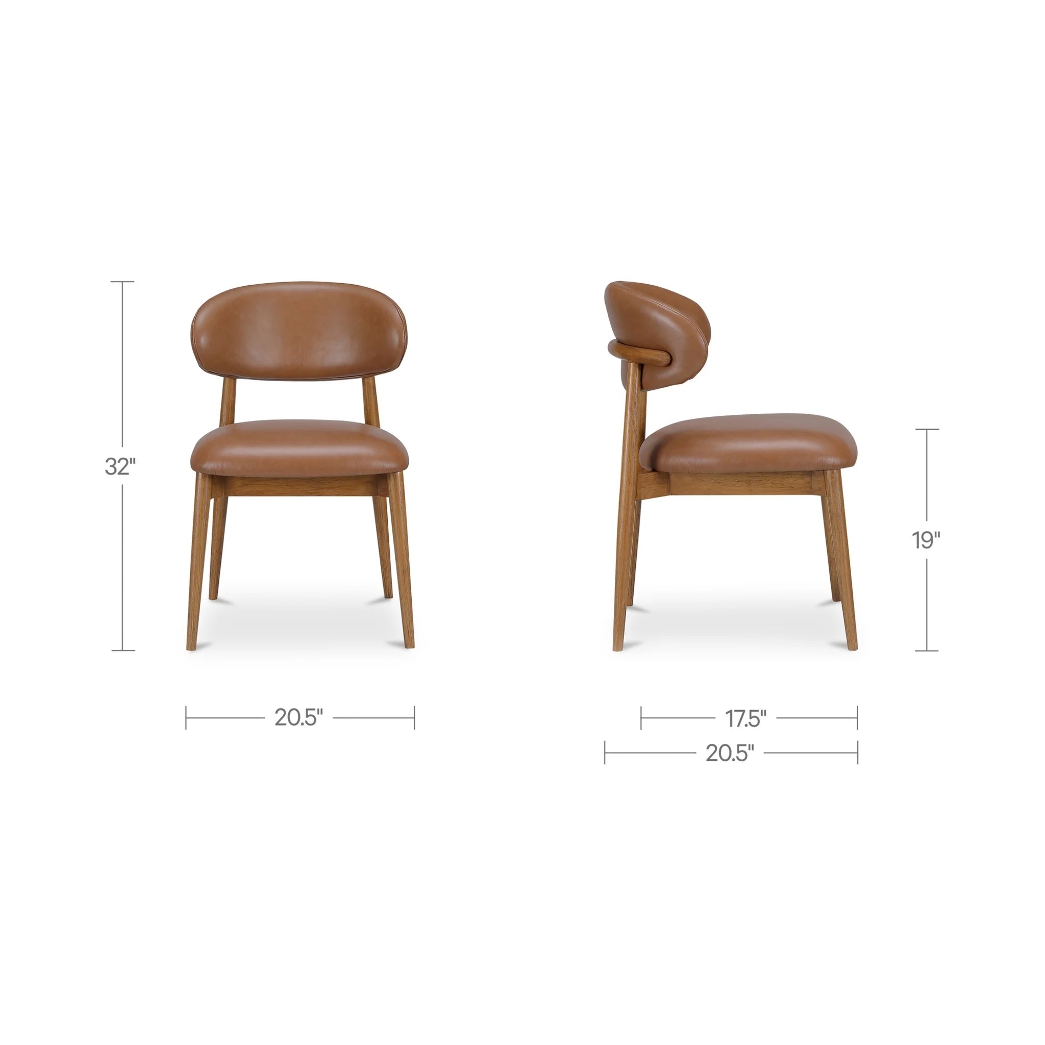 Cognac Leather Dining Chair with Oval Back (ME-1069-03) by Moe's Home Collection image 2