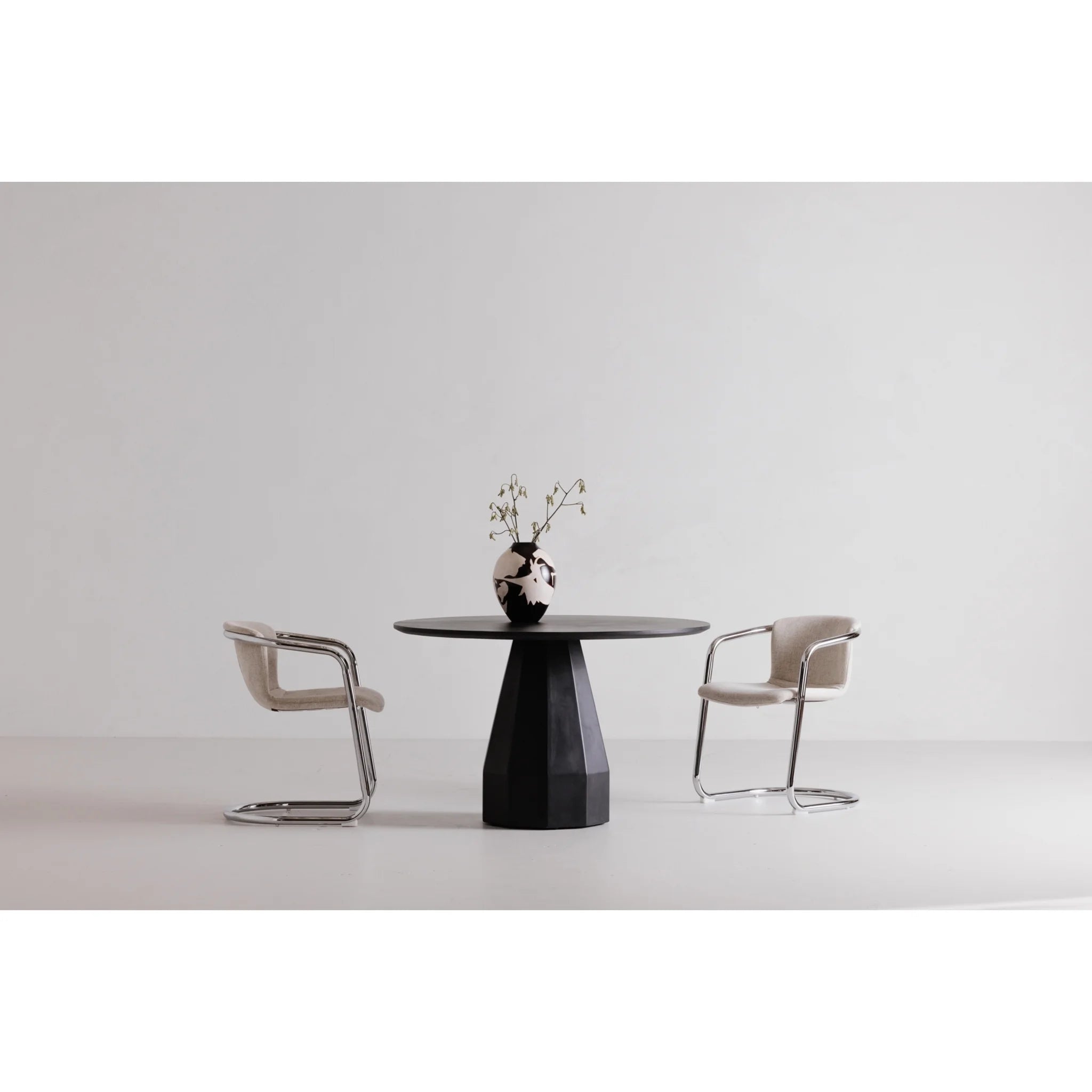 Cream Chrome Frame Dining Chairs Set of 2 (PK-1114-37) by Moe's Home Collection image 2