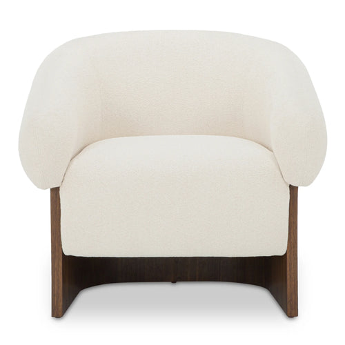 Cream Upholstered Accent Chair with Walnut Sled Base