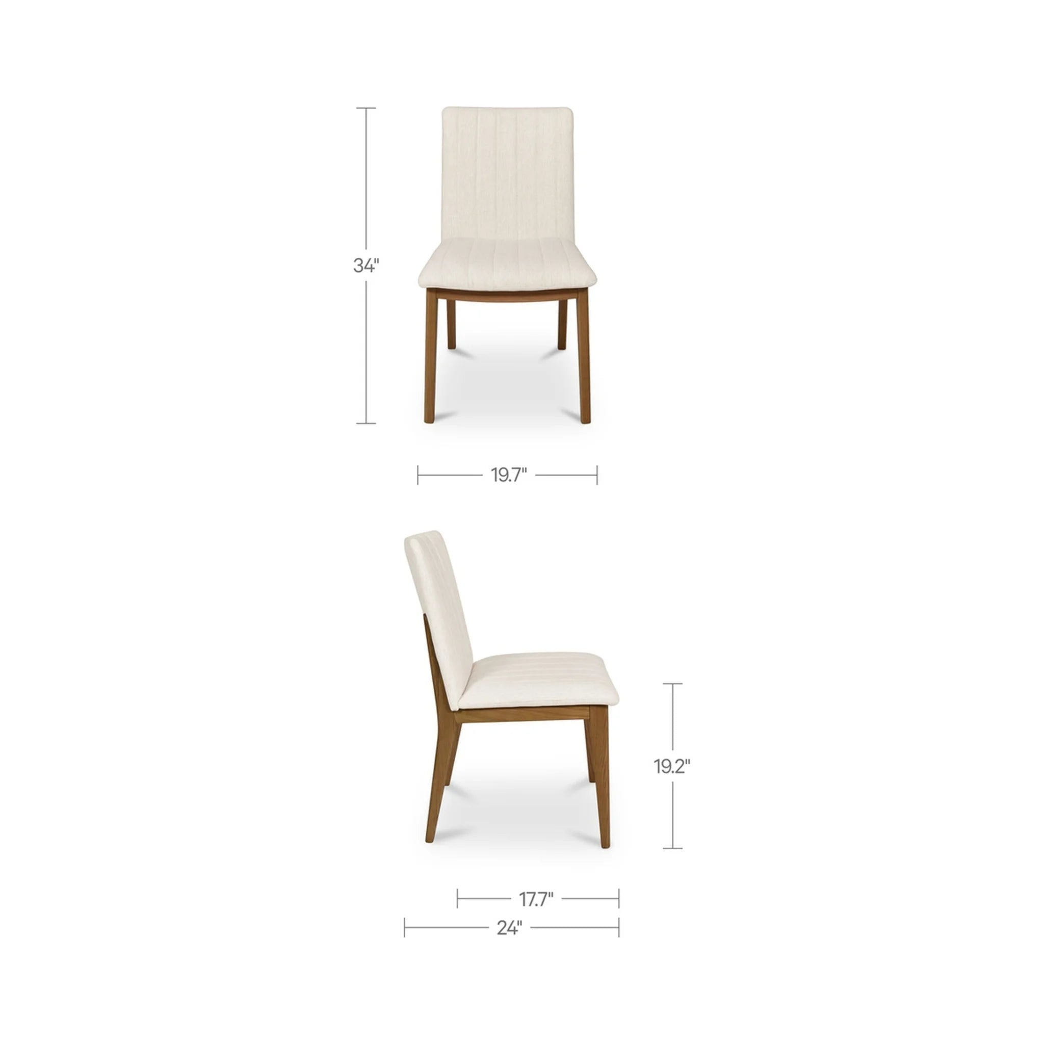 Cream Upholstered Dining Chairs Set of 2 (GO-1028-18) by Moe's Home Collection image 2