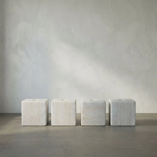 Cube Decorative Candle Holder Set of 4 in Natural by Noir (YT0717-5WH)
