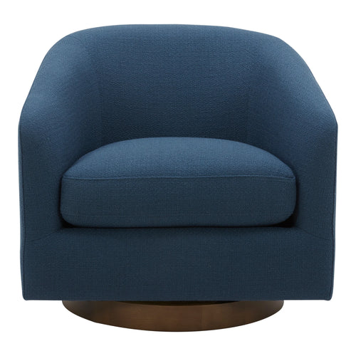 Dark Blue Barrel Swivel Chair with Wood Base (KQ-1015-26-USA) by Moe's Home Collection