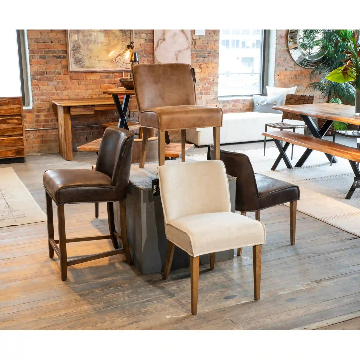 Dark Brown Leather Dining Chairs Brown Legs Set of 2 (G201-364-340-80) By Home Trends Direct 1