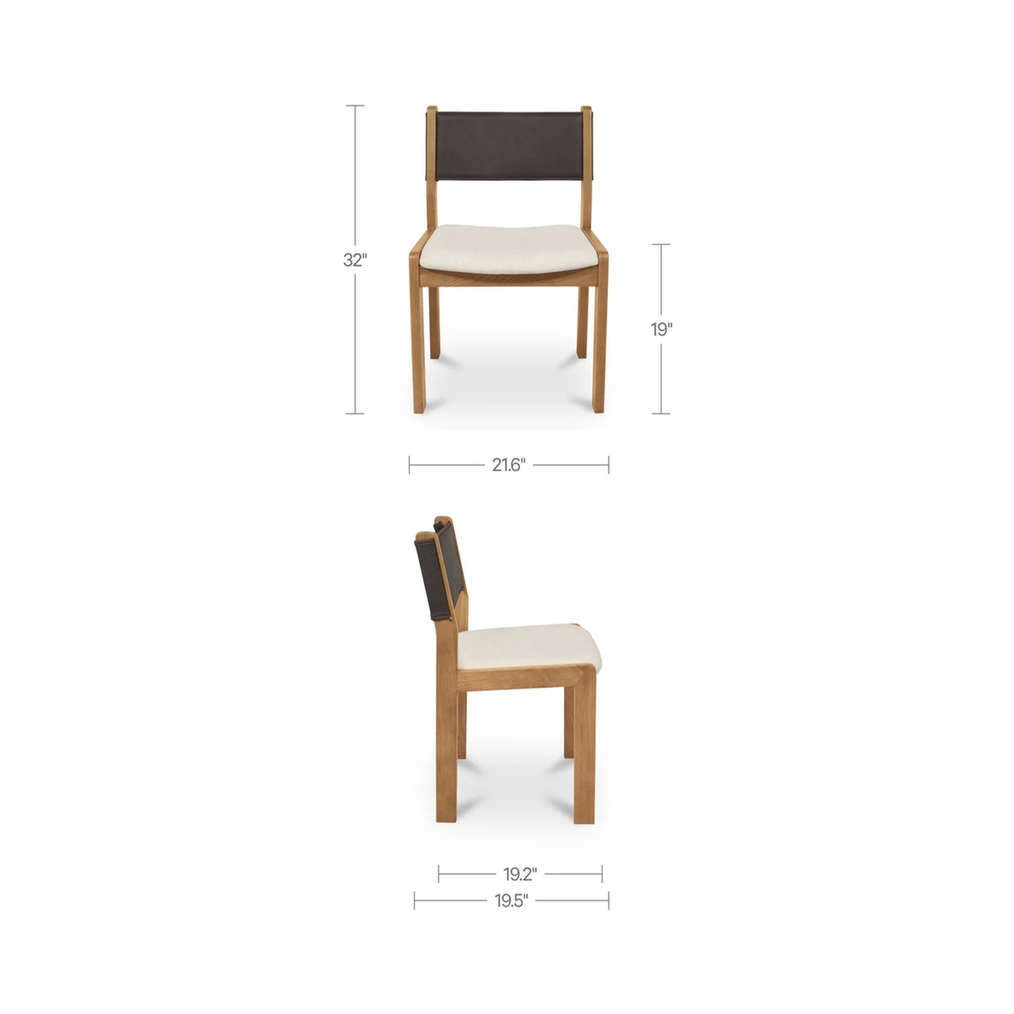 Dark Brown Leather Dining Chairs Set of 2 (GO-1018-20) by Moe's Home Collection image 2