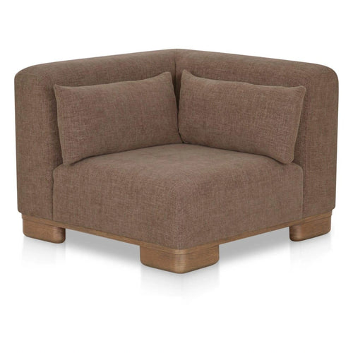 Dark Brown Modular Corner Chair with Oak Base