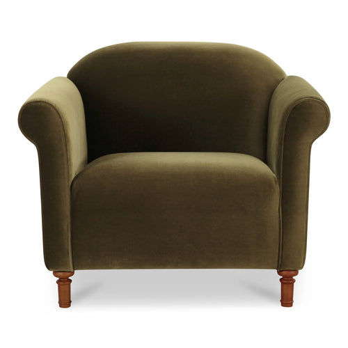 Dark Green Club Chair with Rolled Arms
