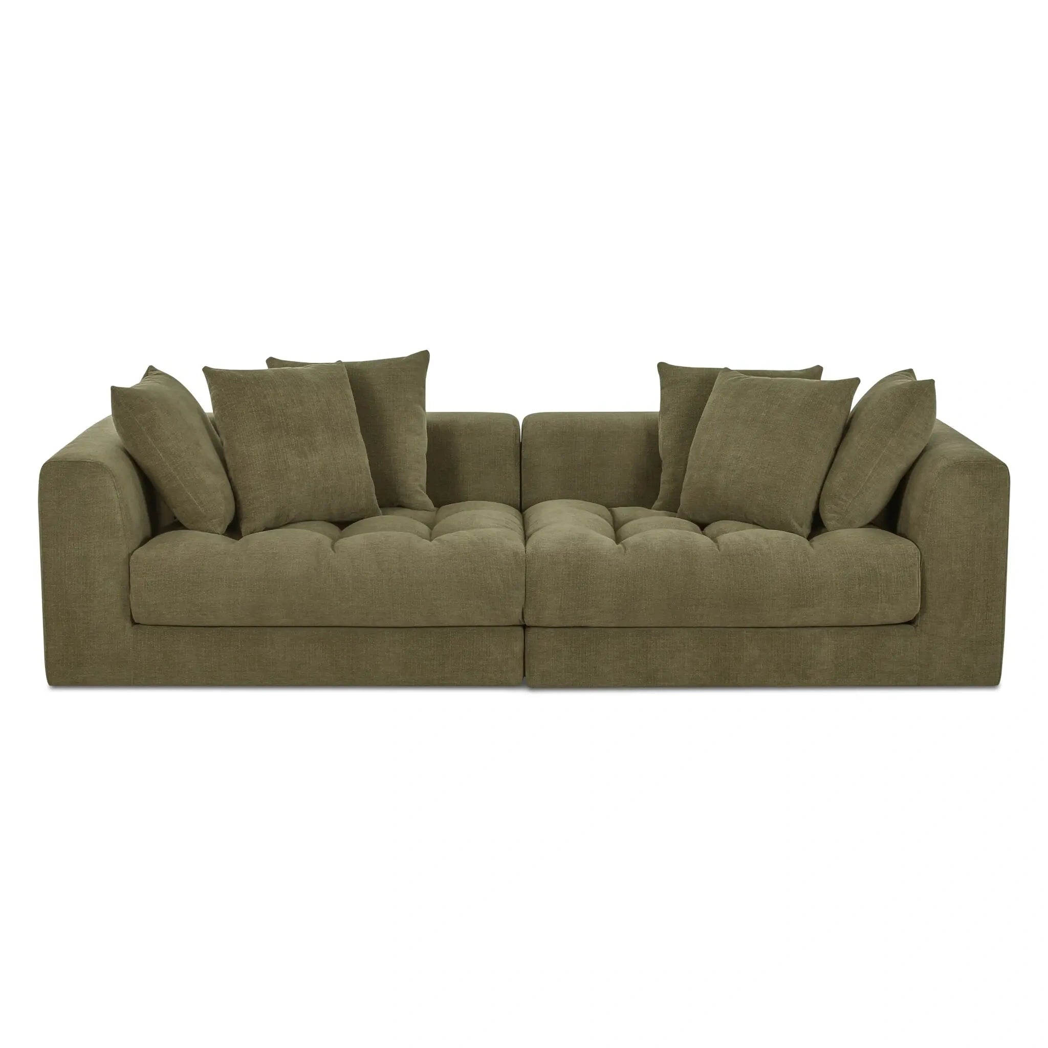 Olive Green Upholstered Modular Sofa