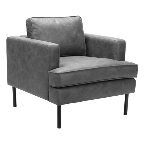 Vintage Gray Faux Leather Armchair