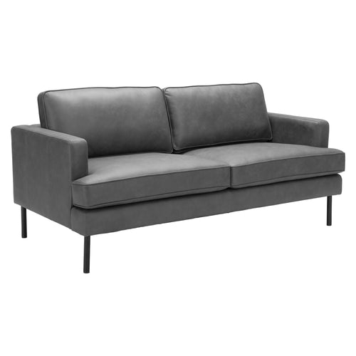 Vintage Gray Faux Leather Sofa