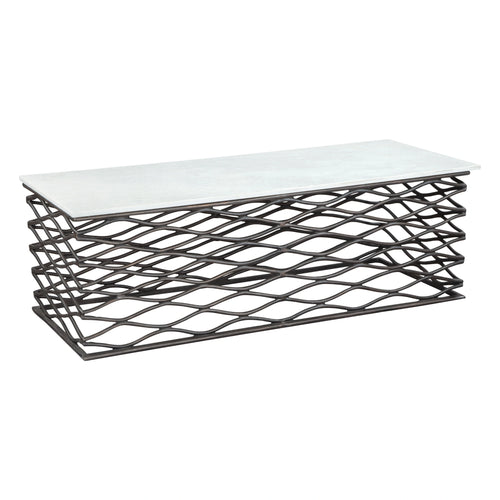 White Marble Coffee Table | Antique Bronze Base