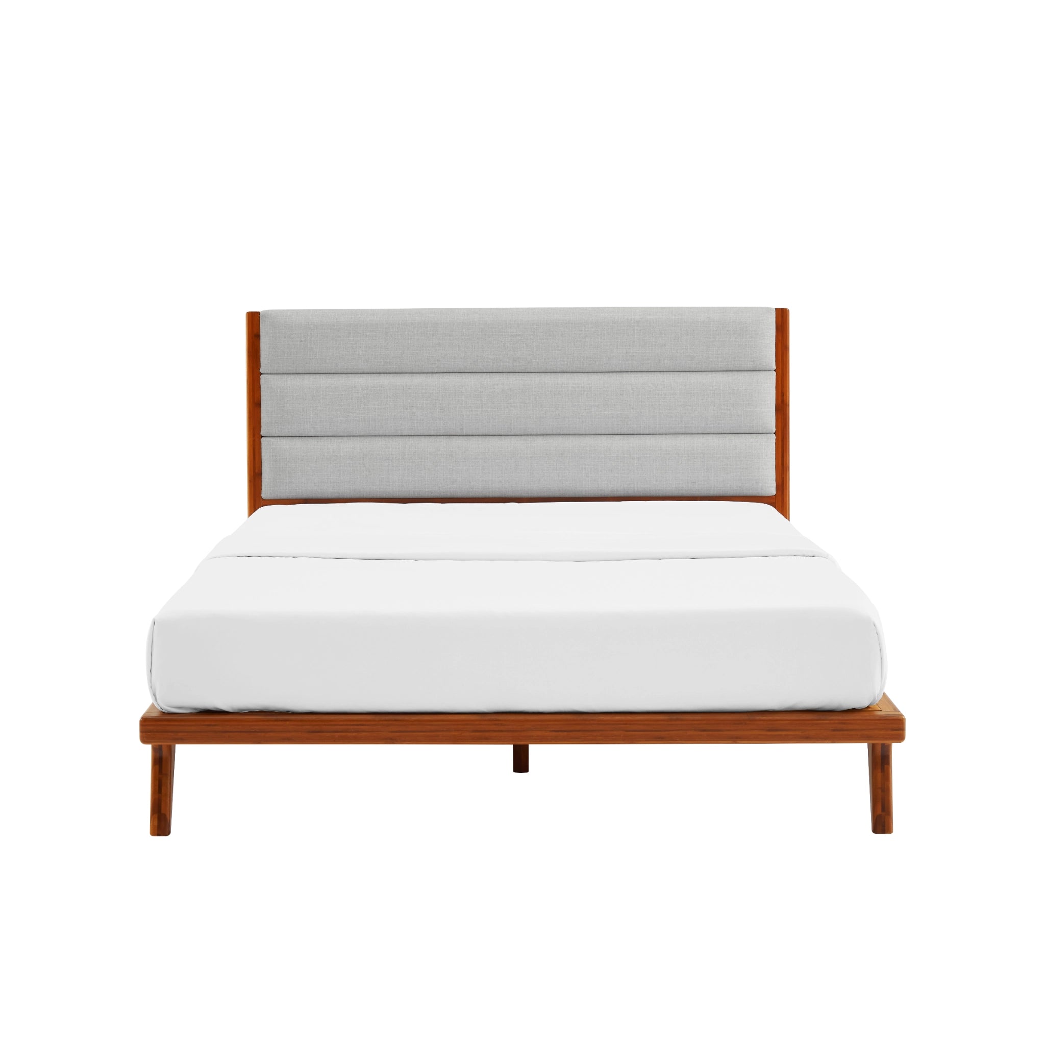 Eastern King Solid Bamboo Mercury Upholstered Platform Bed & Upholstered Headboard, Amber by Greenington image