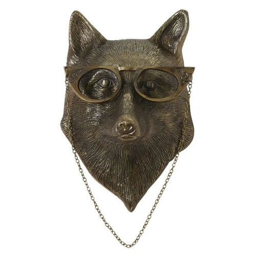 Eloise the Fox - Bespectacled Brass Antique Gold Wall Mount | Cast Aluminum