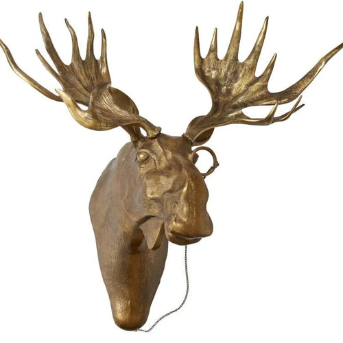Eugene the Moose - Oversized Showstopper Brass Antique Gold Wall Mount | Cast Aluminum
