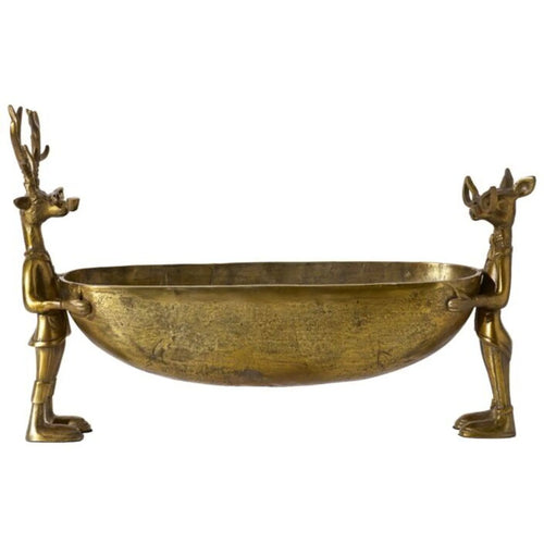 Frankie the Buck and Margie the Doe Bowl 25"x 6.5"x 16.25" | Cast Aluminum