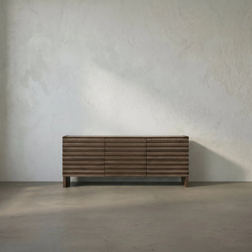 Gauss Sideboard with Marble Top in Greige Walnut by Noir (GCON463GEW)