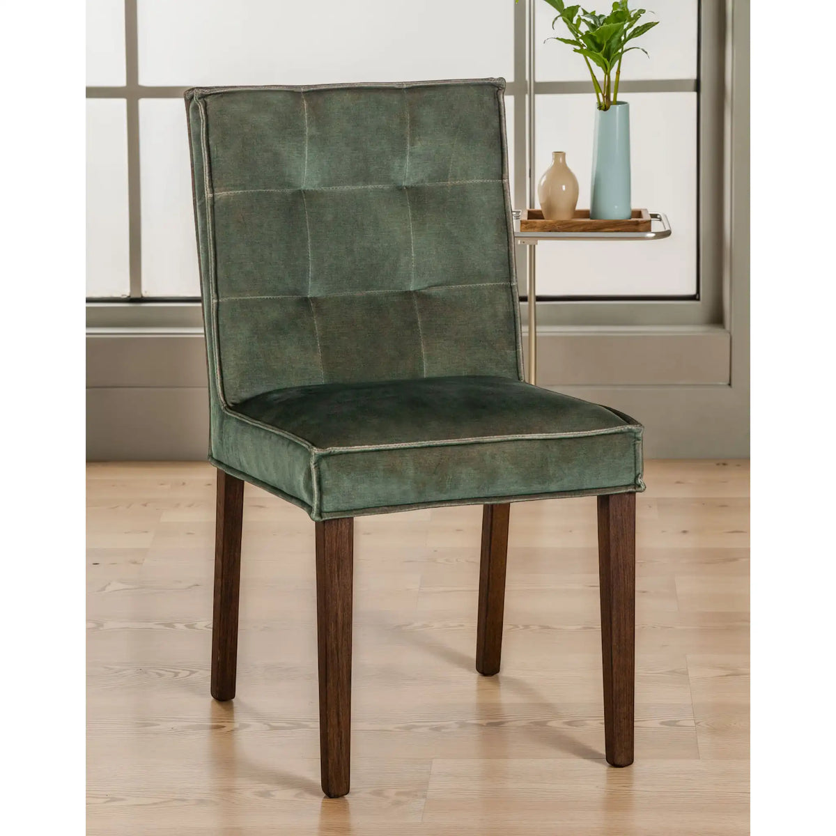 Green Velvet Dining Chairs Dark Legs Set of 2 (G201-257-WG11-80) By Home Trends Direct 1