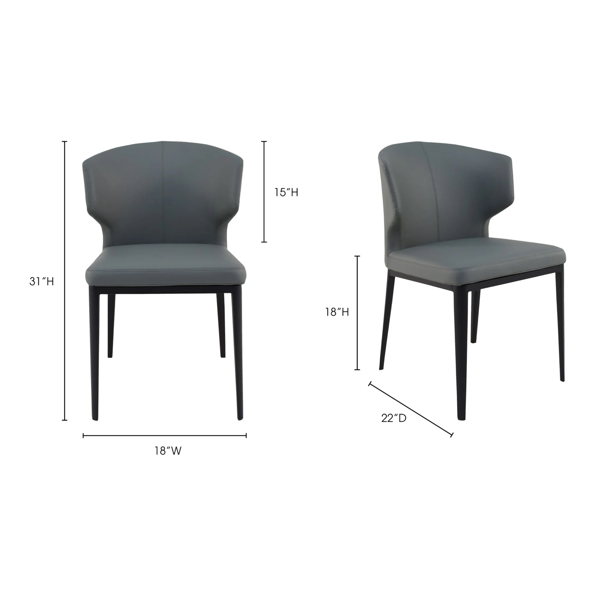 Grey Vegan Leather Dining Chairs Set of 2 (EJ-1018-15) by Moe's Home Collection image 2