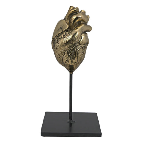Heart in Antique Brass W/ Matte Black Base by Noir (AB-156BR)