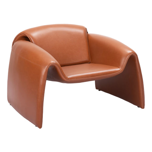 Brown Faux Leather Accent Chair