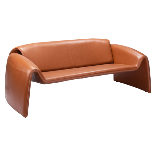Brown Faux Leather Structured Sofa