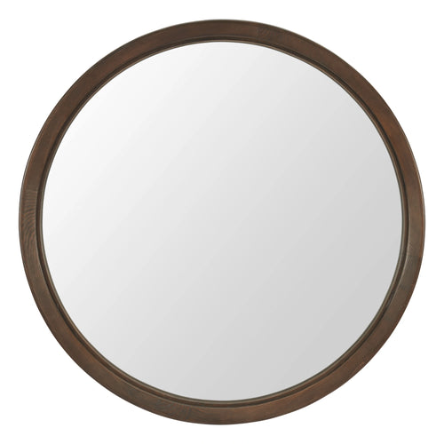 39 Inch Round Espresso Wood Wall Mirror