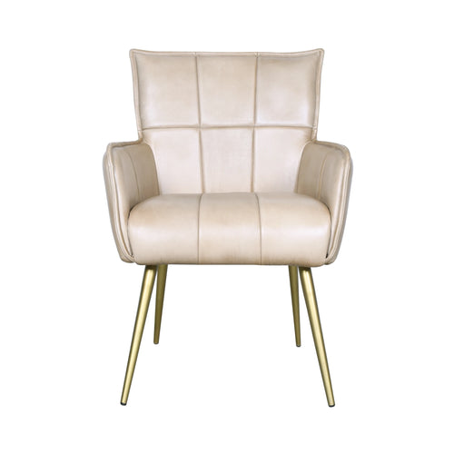 Ivory Leather Accent Armchair Gold Legs (FKT-SAC23AI-G) By Home Trends Direct