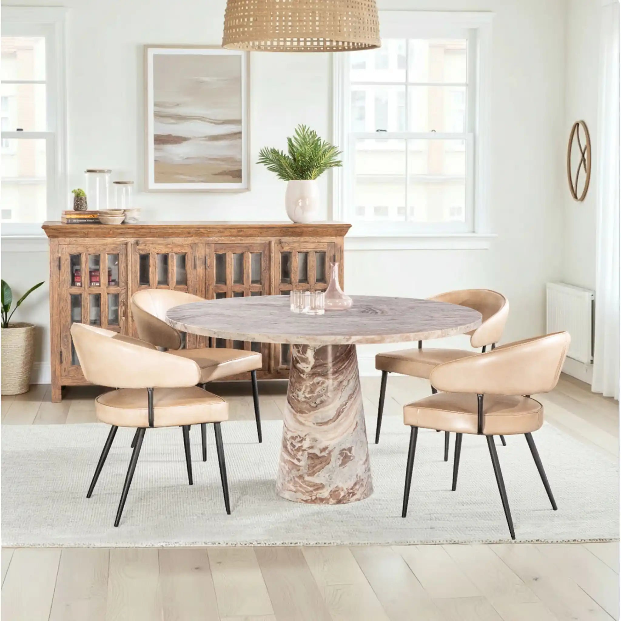 Ivory Leather Dining Armchair (FEX-DAC-AI) By Home Trends Direct 1