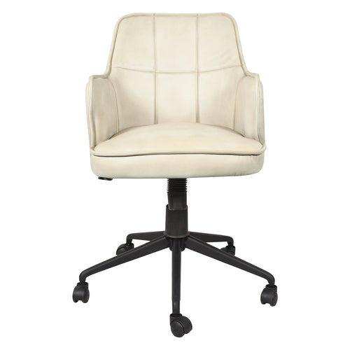 Ivory Leather Swivel Office Chair (FKT-OCH-AI) By Home Trends Direct