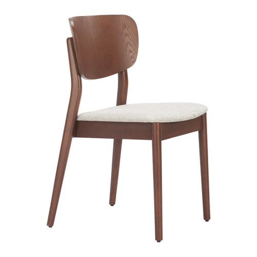 Beige and Walnut Linen Dining Chair | Set of 2