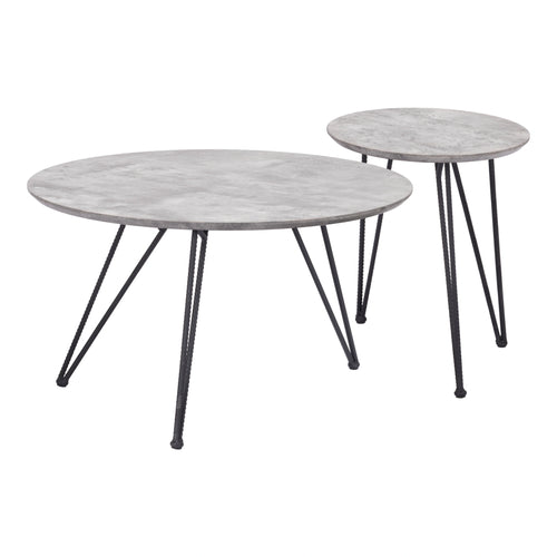 Gray Concrete-Look Coffee Table Set of 2 | Modern