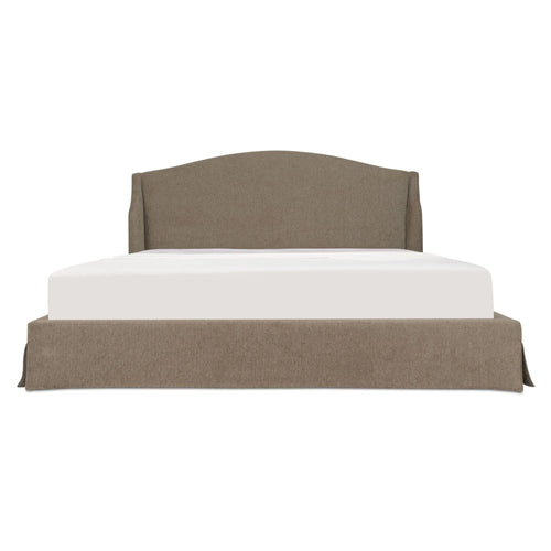 King Brown Storage Bed with Camelback Headboard