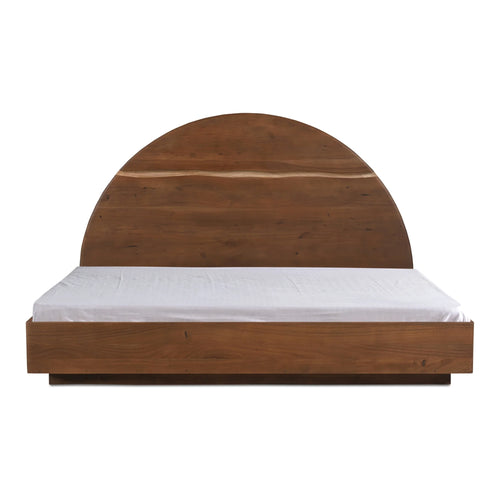 King Brown Solid Wood Platform Bed
