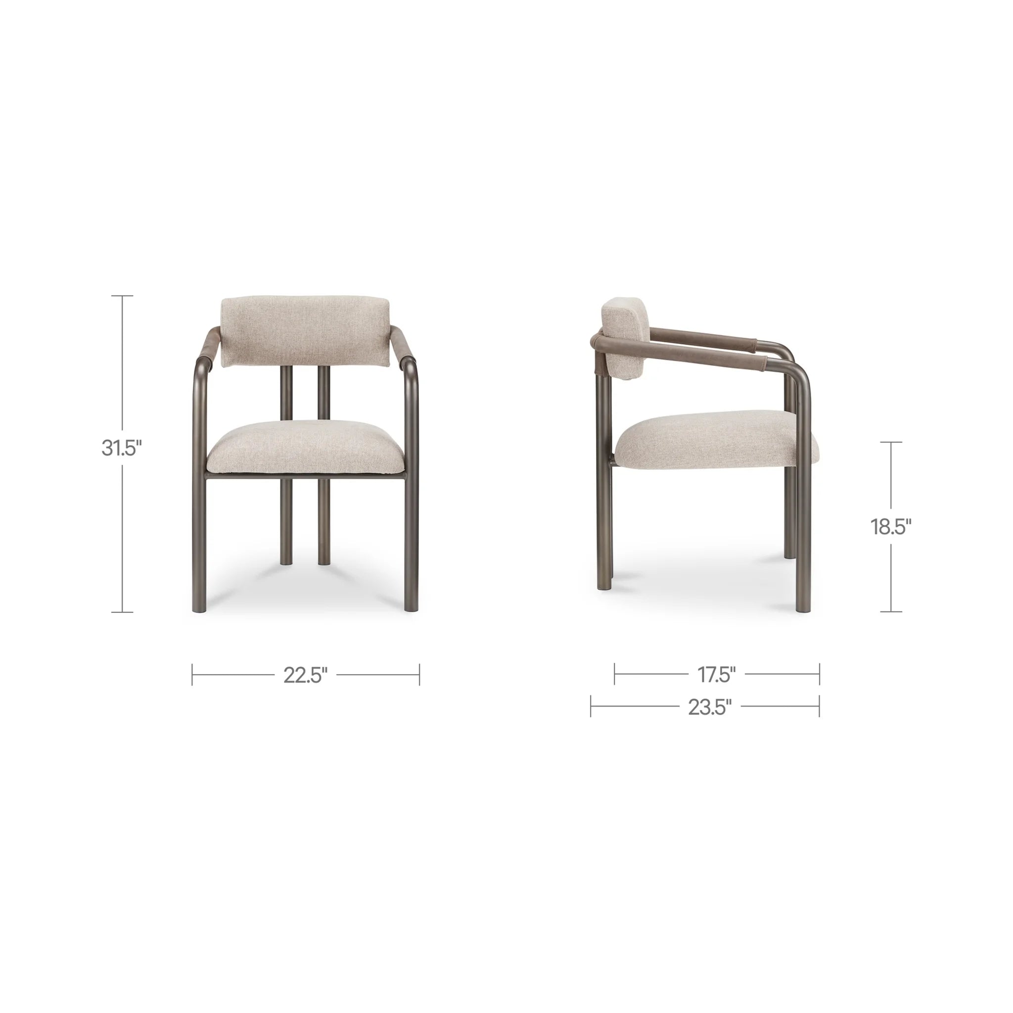 Light Brown Dining Chair with Bronze Iron Frame (YM-1022-21) by Moe's Home Collection image 2