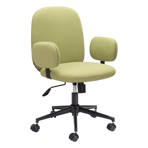 Olive Green Fabric Office Chair | Rounded Cushion Seat