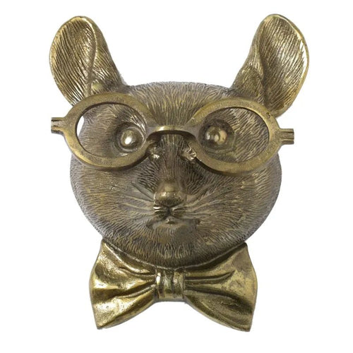 Louie the Mouse - Bow-Tied Brass Antique Gold Wall Mount | Cast Aluminum