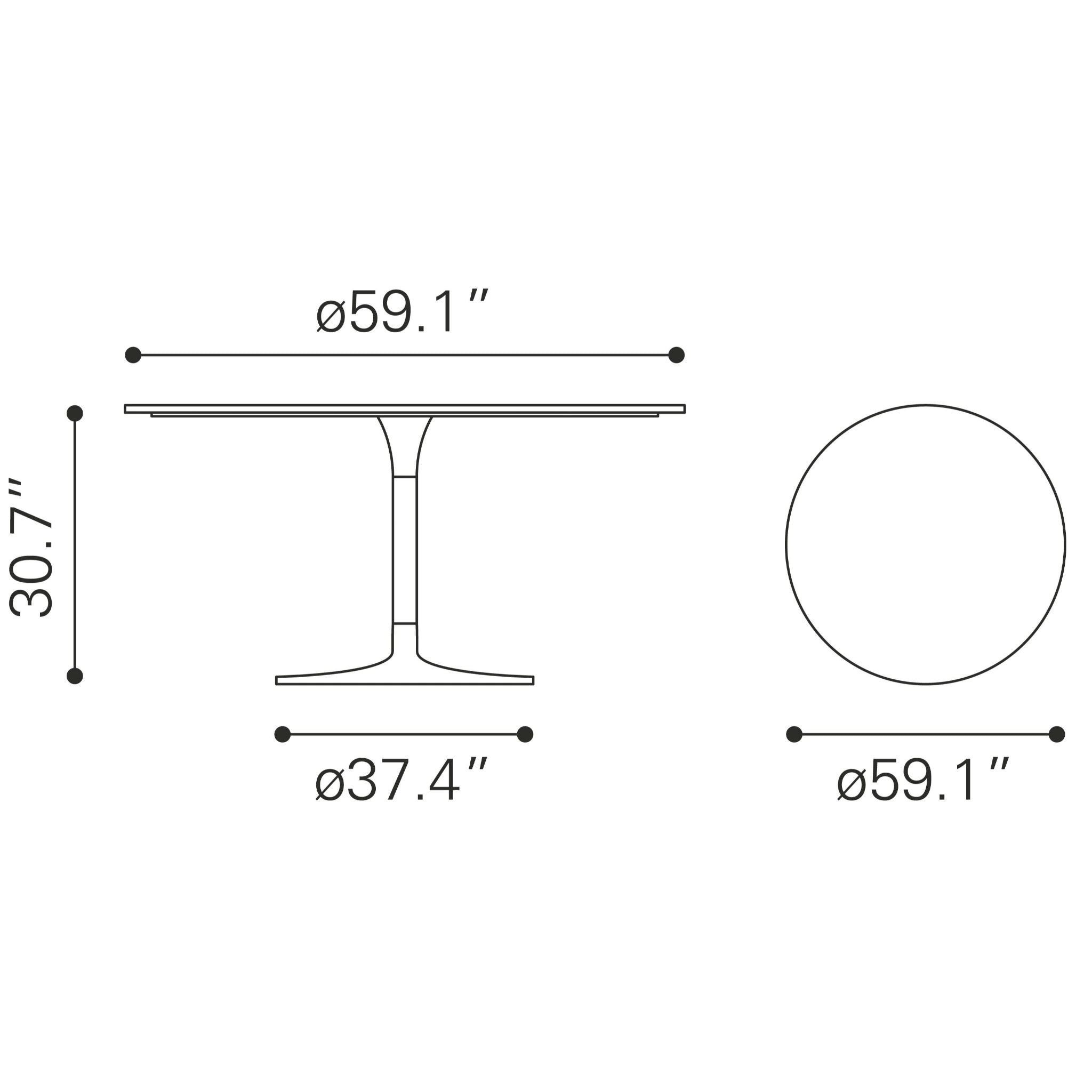 Metropolis Dining Table (60") Gray & Silver image 8