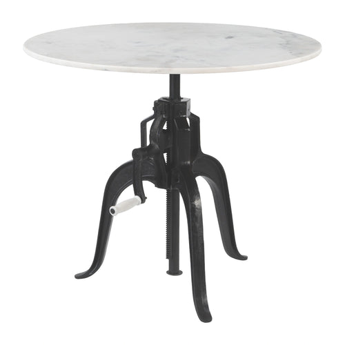 White and Black Marble Bistro Table | Round Iron Base