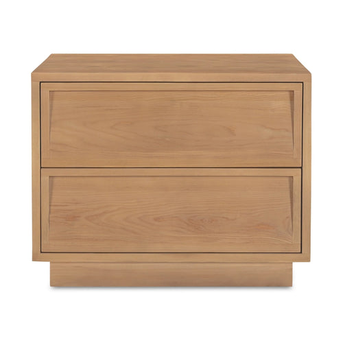Natural Hemlock 2-Drawer Nightstand, Plinth Base