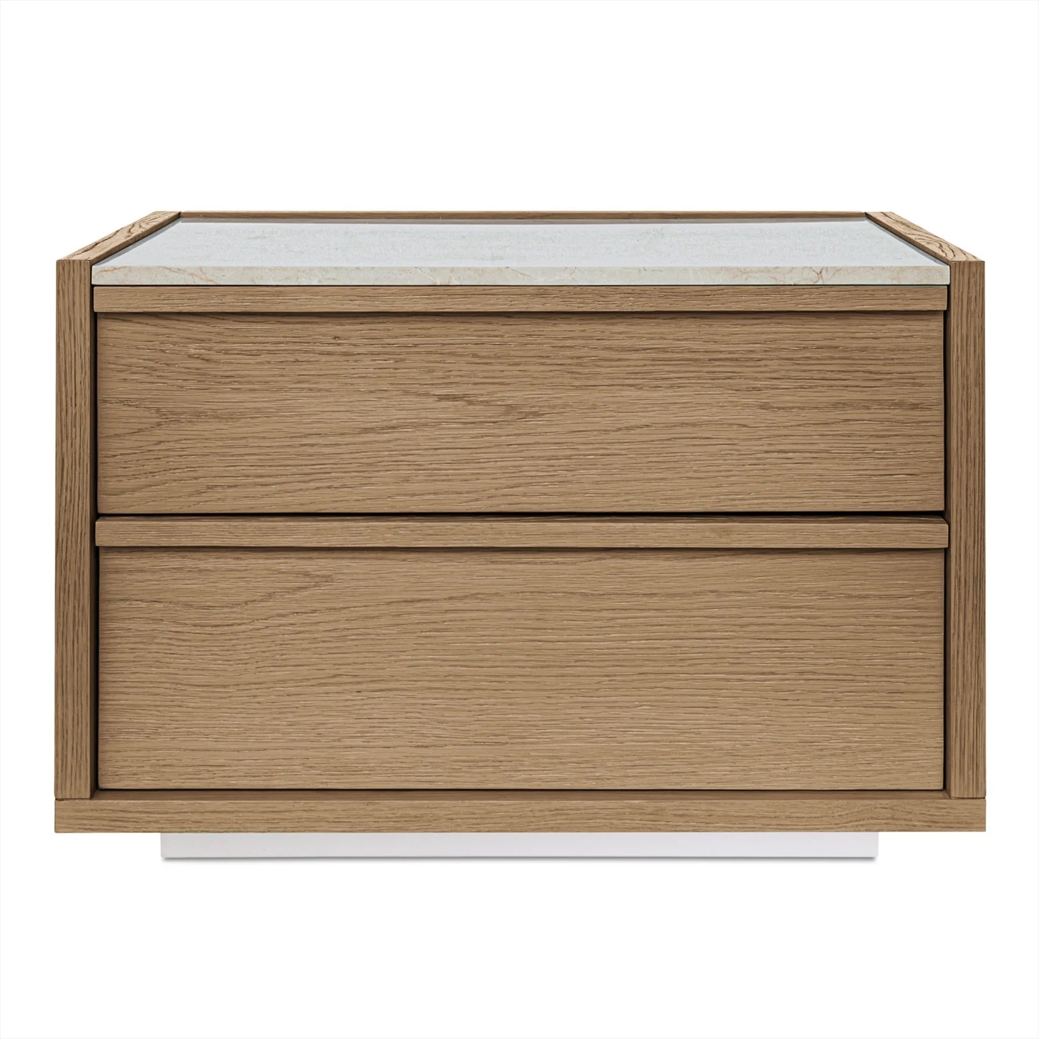 Natural Oak Low Nightstand with Stone Top and 2 Drawers (ZT-1028-21)