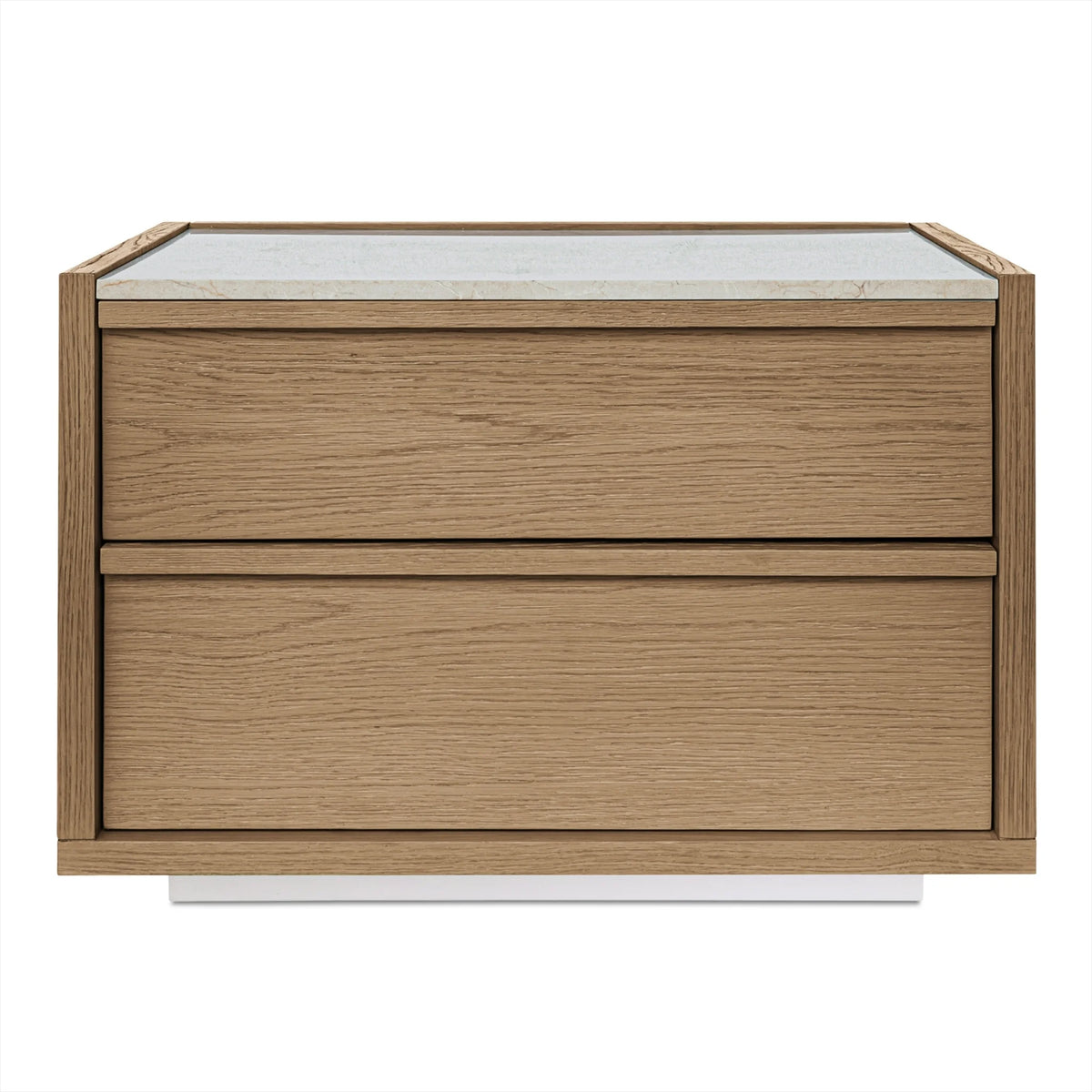 ta-⭐︎shop Natural Oak Low Nightstand with Stone Top and 2 Drawers (ZT-1028-21)