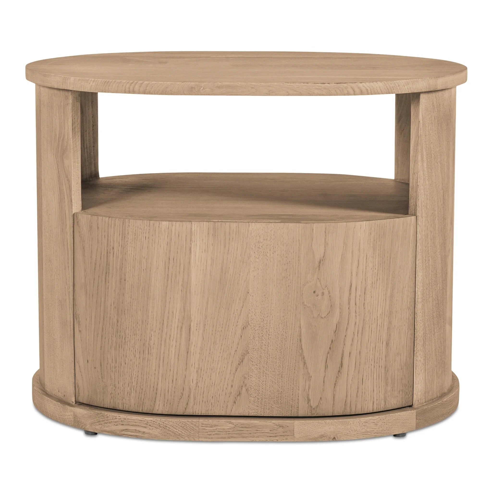 H&O×Nowell Silde-SideShelf 25 Natural Oak Oval Nightstand with Open Shelf (RP-1072-24)