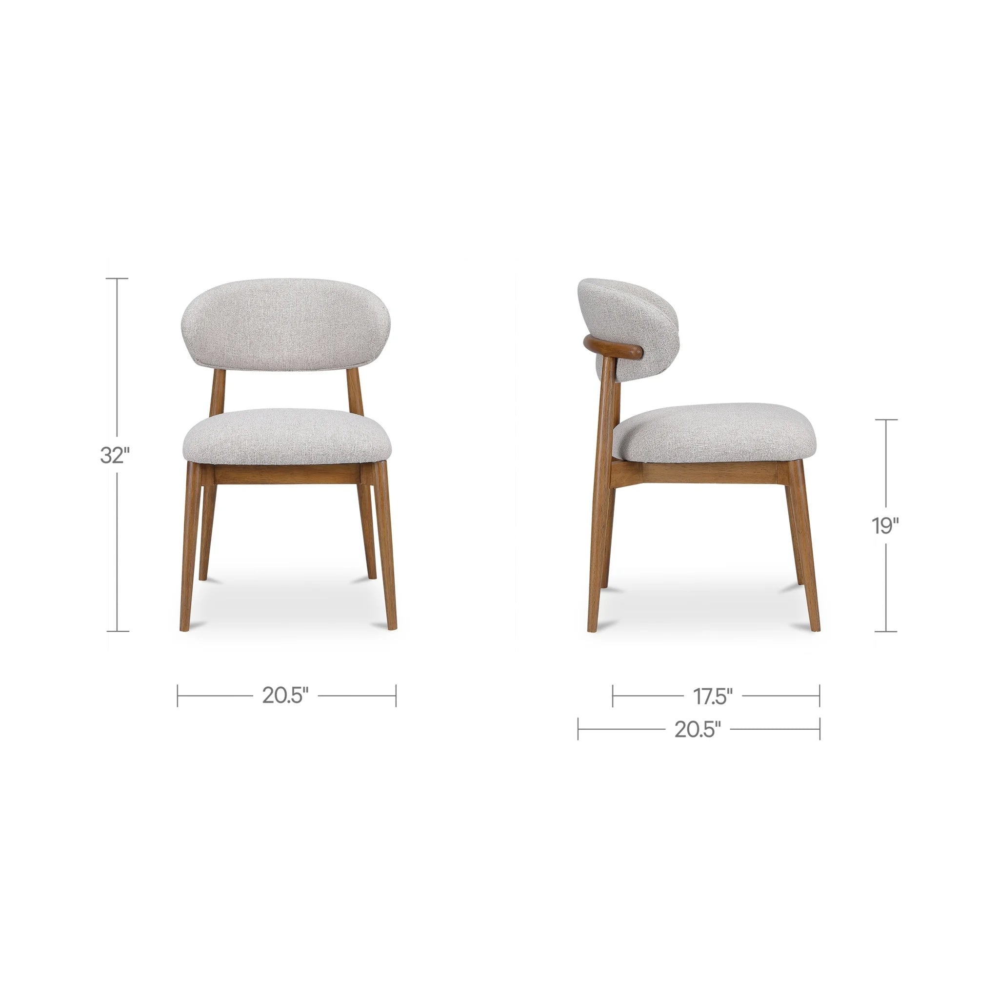 Oatmeal Dining Chair with Floating Oval Back (ME-1069-34) by Moe's Home Collection image 2