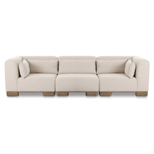 115" Oatmeal Upholstered Modular Sofa