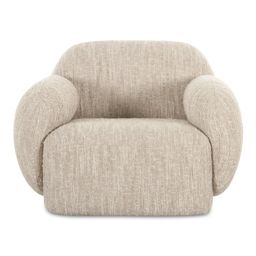 Off White Upholstered Round Lounge Chair
