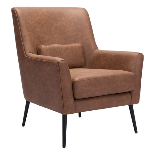 Vintage Brown Faux Leather Accent Chair
